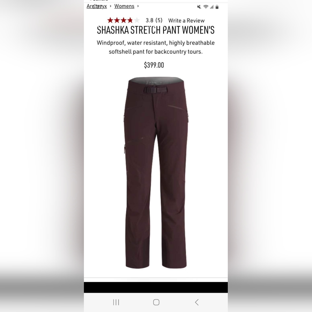 Arc'teryx Shashka snow pants NWT